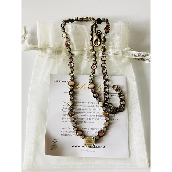 Sorrelli amber yellow tone crystal tennis Necklace